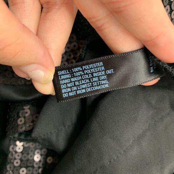 She Said... Sequin Cocktail Dress Womens S Small Black One Shoulder Banded Waist - Picture 13 of 15